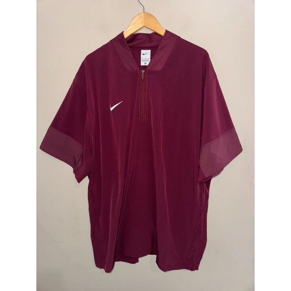 Nike Mens 3XL Short Sleeve Coach 1/4 Zip Jacket Burgundy Maroon HF7070-669 NEW